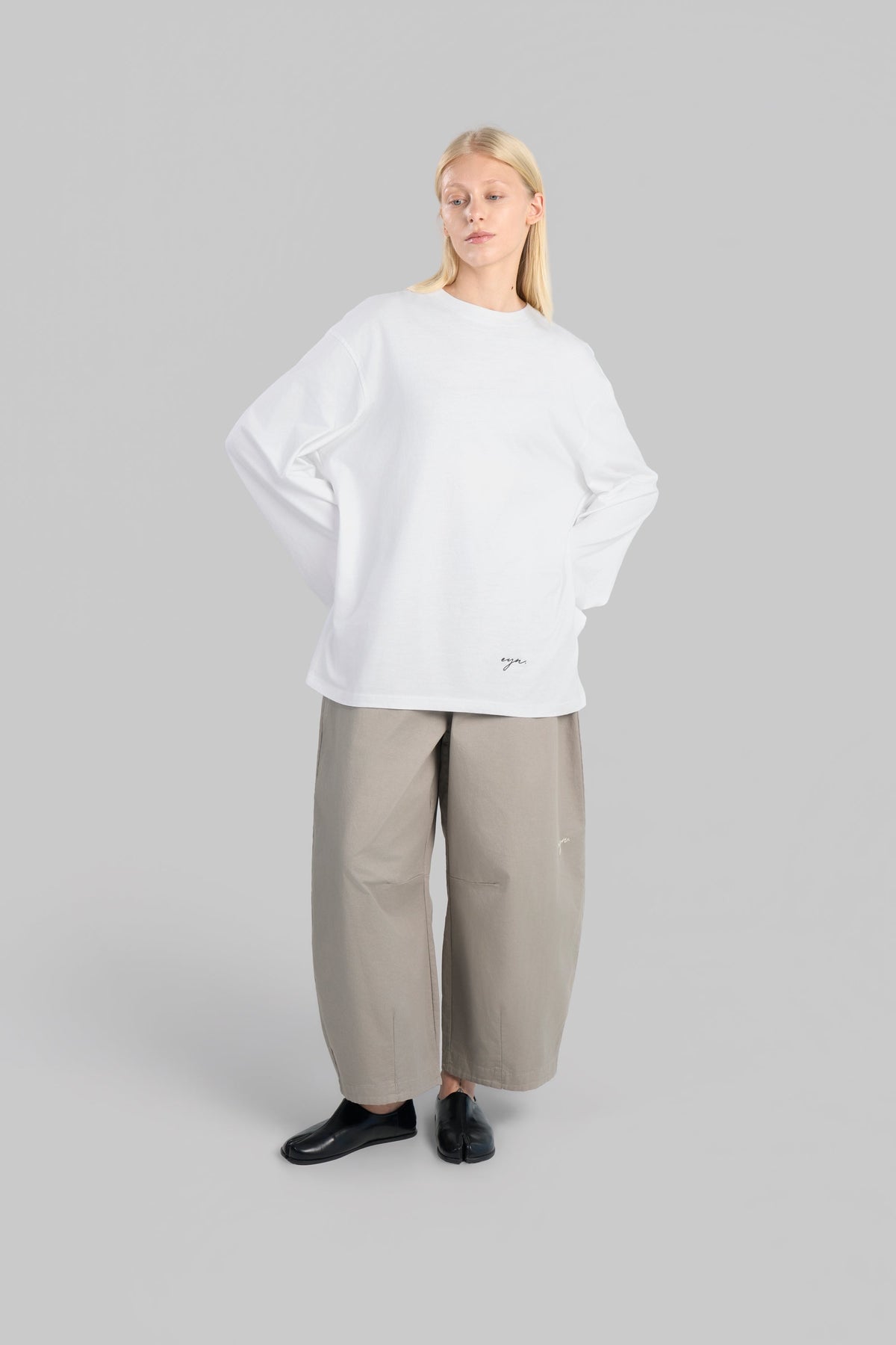 PANTALON BARREL COTON [TAUPE]