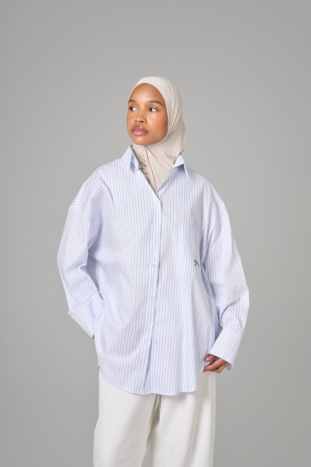 CHEMISE OVER [Blanc rayée]