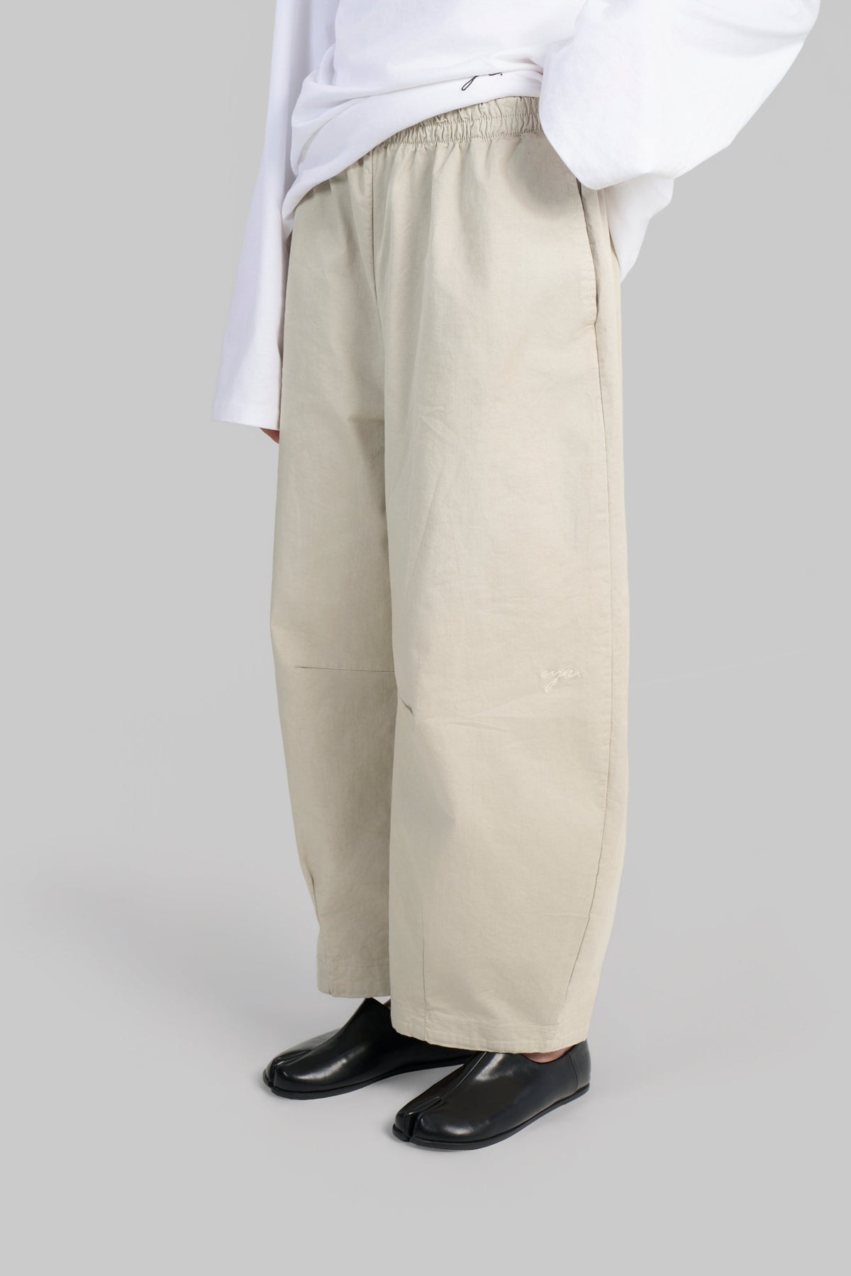 PANTALON BARREL COTON [BEIGE]