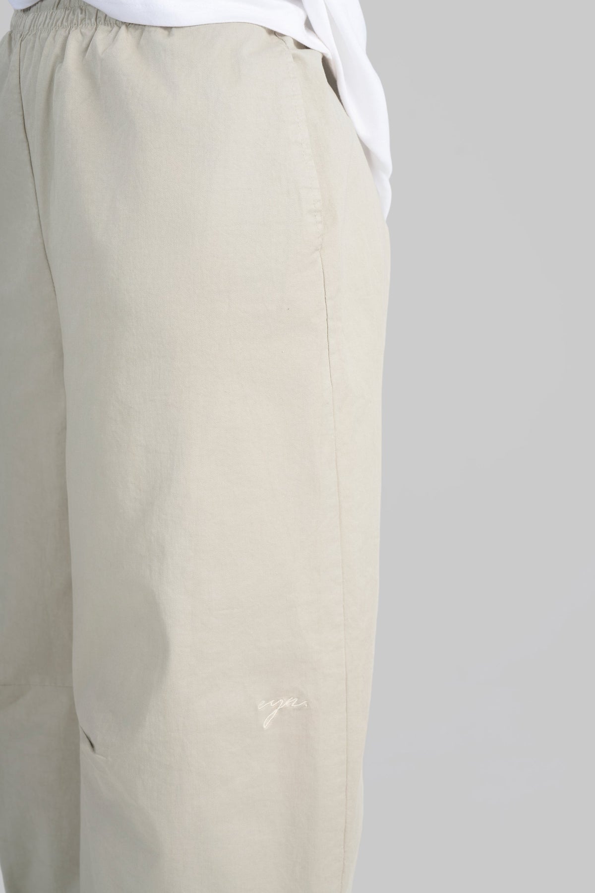 PANTALON BARREL COTON [BEIGE]