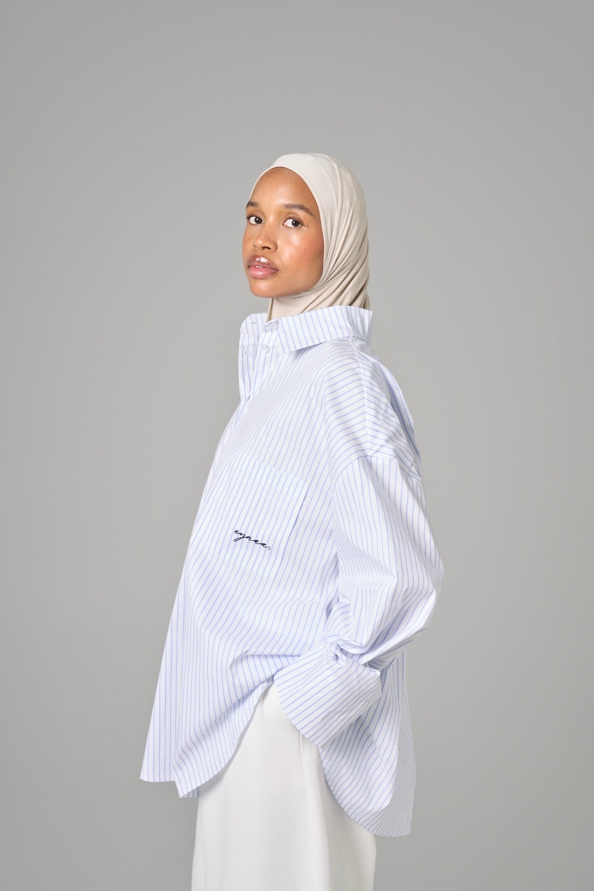 CHEMISE OVER [Blanc rayée]