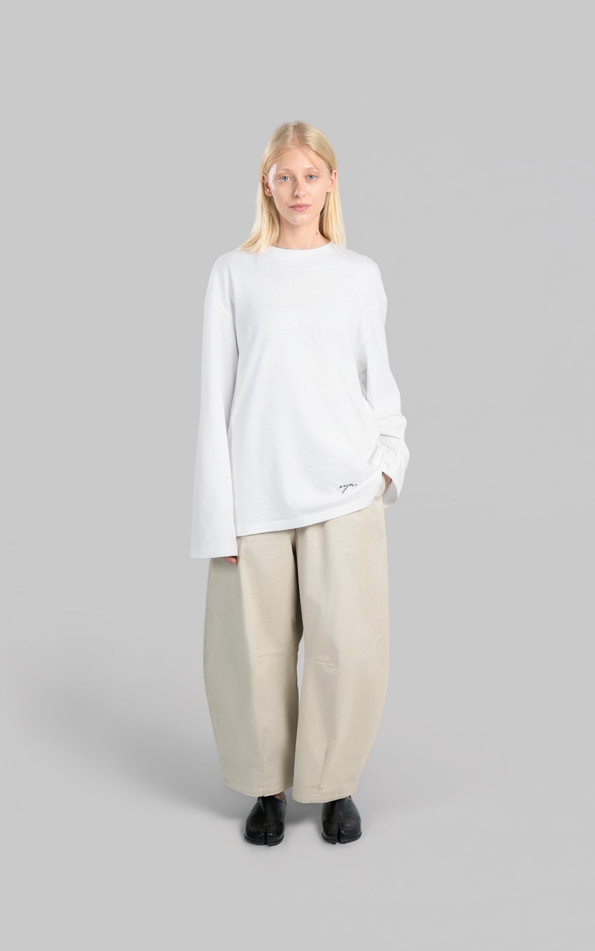 PANTALON BARREL COTON [BEIGE]