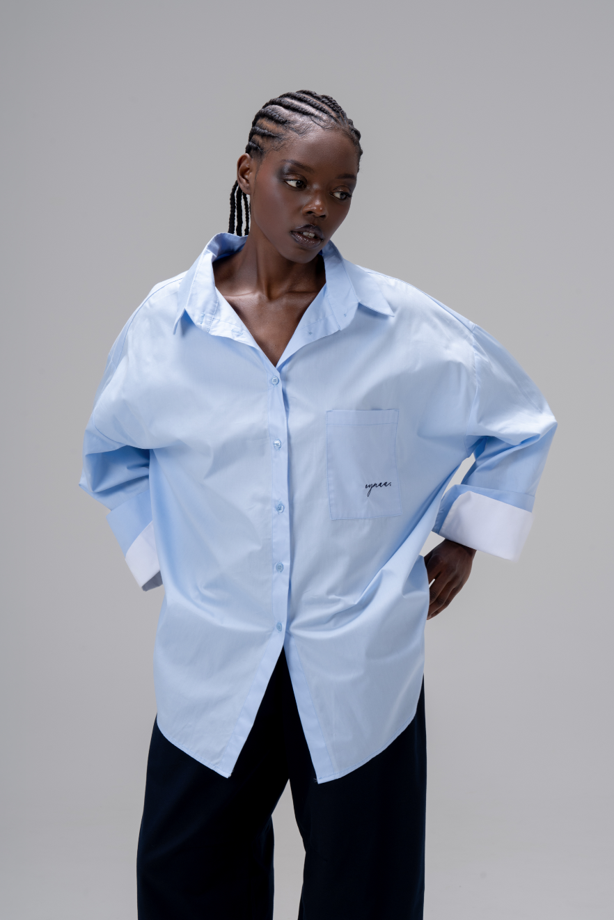 CHEMISE OVER À REVERS [BABY BLUE]